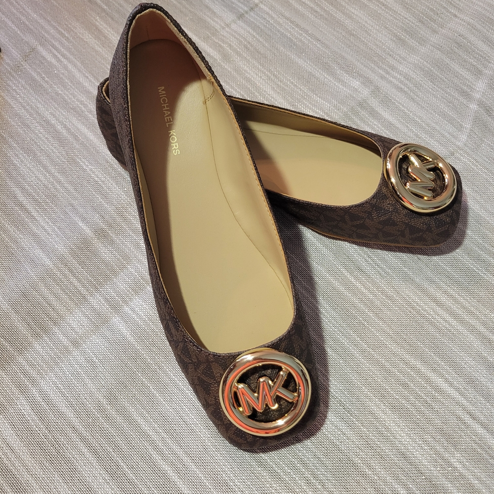 Michael Kors Brown Logo Ballet Flats - Classic MK Detail